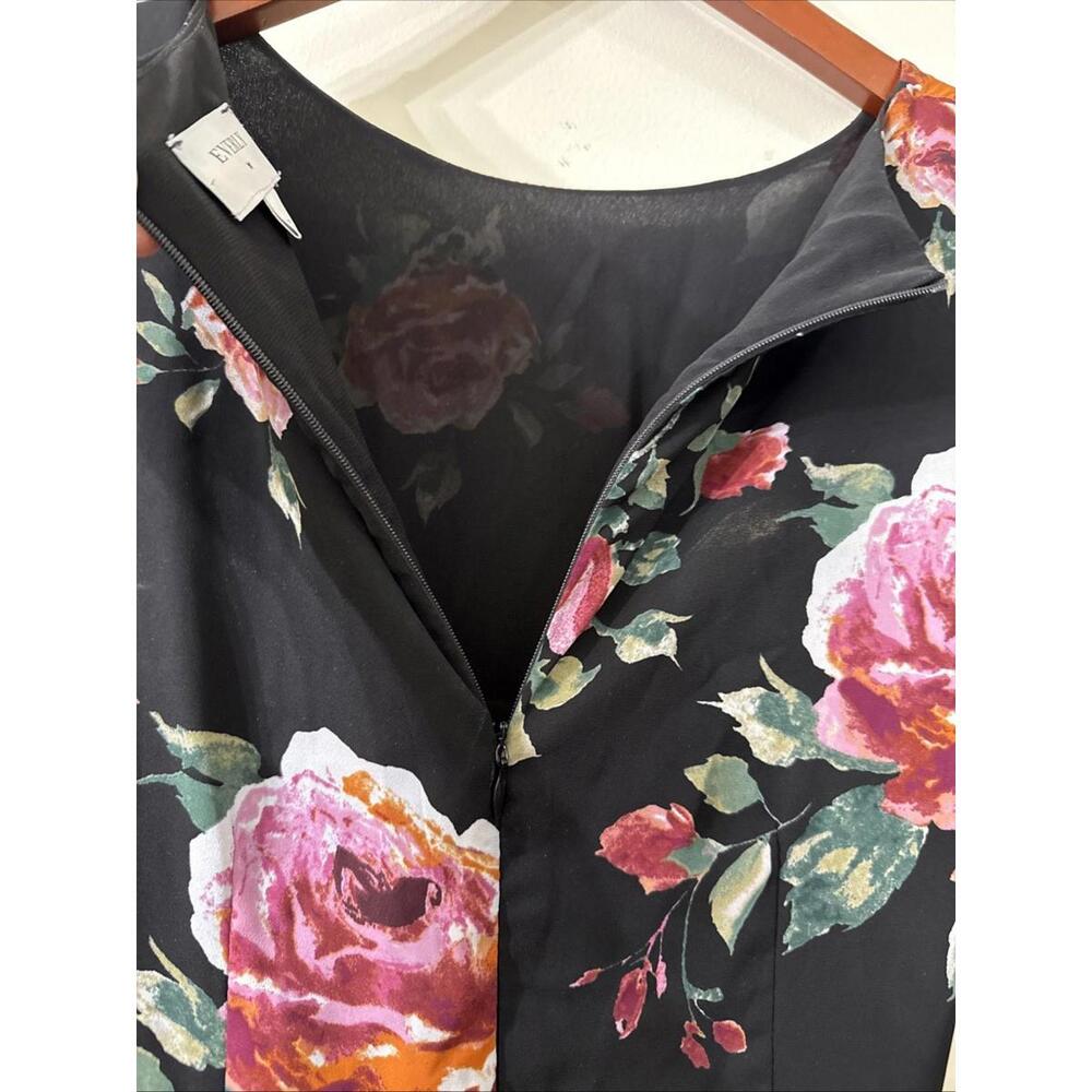 Everly Black Pink Roses Dress Sz M Corset Belt Whimsigoth Dark Romantic Fairy - Picture 7 of 7